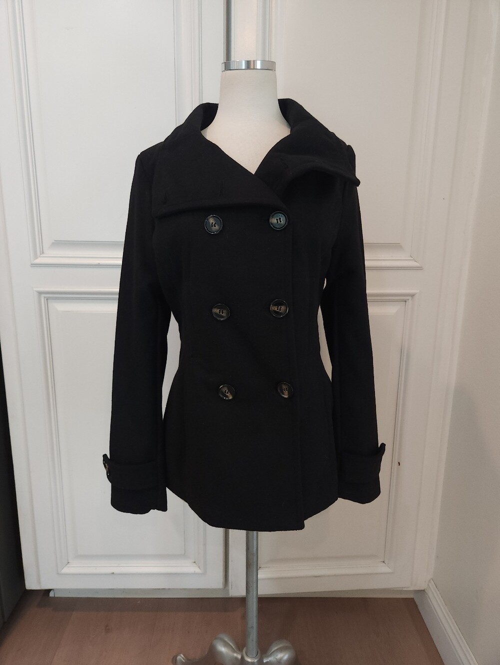 Black Double-Breasted Women's Coat